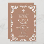 Invitation Papel Picado Baptême Girl (Devant / Derrière)