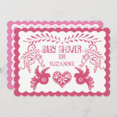 Invitation Papel Picado bébé fille douche Ciel rose Fiesta (Devant / Derrière)