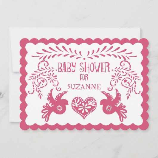 Invitation Papel Picado bébé fille douche Lime rose Fiesta (Devant)