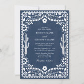 Invitation Papel Picado Boda Mexican Rustic Blue Wedding (Devant)