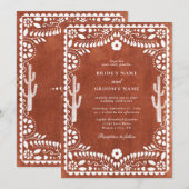 Invitation Papel Picado Boda Mexican Terracotta Brown Wedding (Devant / Derrière)