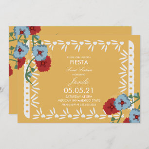Invitation Papel Picado Botanical Fiesta Sweet 16 Mexicain