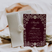 Invitation Papel Picado Burgundy Red Mexican Wedding 