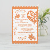 Invitation Papel Picado Citrus Orange Fiesta Bannière Mariage (Debout devant)