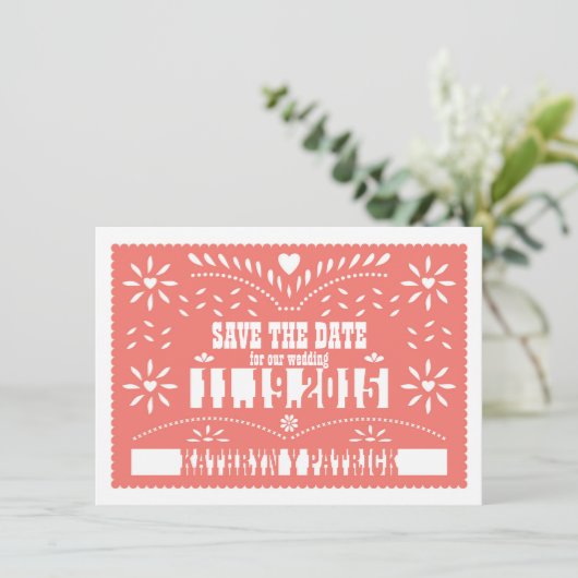 Invitation Papel Picado Enregistrer la date Mariage Faire-par (Debout devant)
