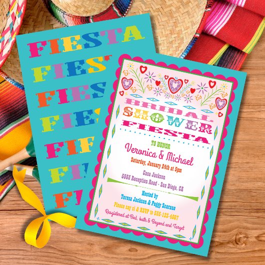 Invitation Papel Picado Fête des mariées mexicaine Fiesta