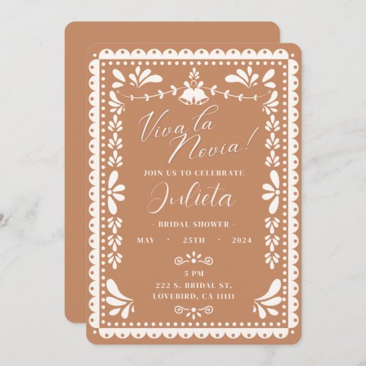 Invitation Papel Picado Fête des mariées mexicaine Neutral Ba (Devant / Derrière)