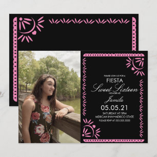 Invitation Papel Picado Fiesta Sweet 16 Mexicain rose Photo
