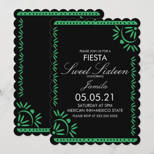 Invitation Papel Picado Fiesta Sweet 16 Mexicain St Jacques V (Devant / Derrière)