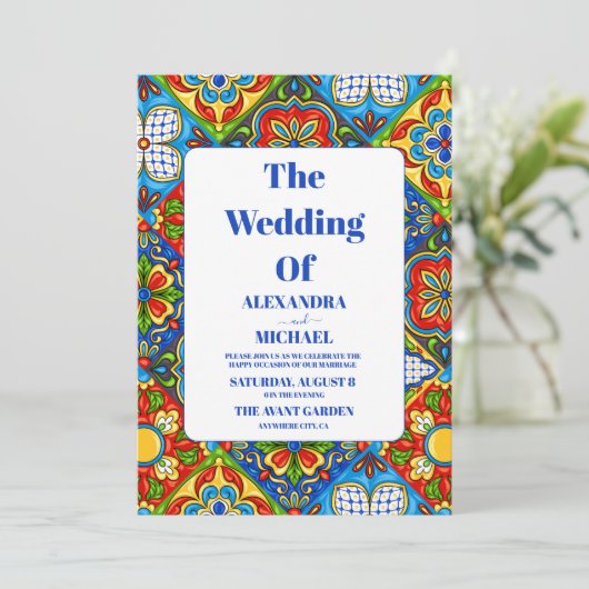 Invitation Papel Picado Fleurs en fleurs Mariage de style mex (Debout devant)