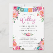 Invitation Papel Picado Fleurs en fleurs Mariage de style mex (Devant)