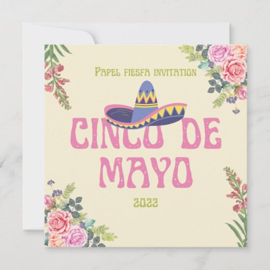 Invitation Papel Picado Florales Botaniques Mexicaines Fiesta (Devant)