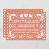 Invitation Papel picado inséparables  de pêche fiesta mariage (Devant / Derrière)