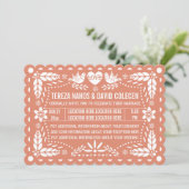 Invitation Papel picado inséparables  de pêche fiesta mariage (Debout devant)