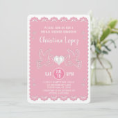 Invitation Papel Picado Inséparables Fête des mariées rose (Debout devant)