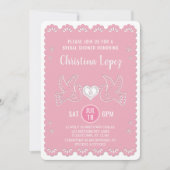 Invitation Papel Picado Inséparables Fête des mariées rose (Devant)