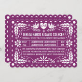 Invitation Papel picado inséparables violet fiesta mariage (Devant / Derrière)