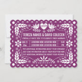 Invitation Papel picado inséparables violet fiesta mariage (Devant)