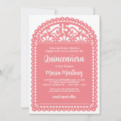 Invitation Papel Picado Inspiré Quinceanera Rose Anniversaire (Devant)