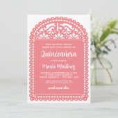 Invitation Papel Picado Inspiré Quinceanera Rose Anniversaire (Debout devant)