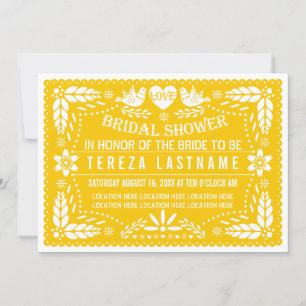 Invitation Papel picado jaune moderne mariage douche nuptiale