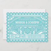 Invitation Papel Picado Mariage bleu (Devant)