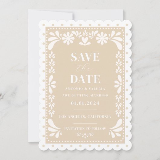 Invitation Papel Picado Mariage Enregistrer la date Invitatio (Devant)