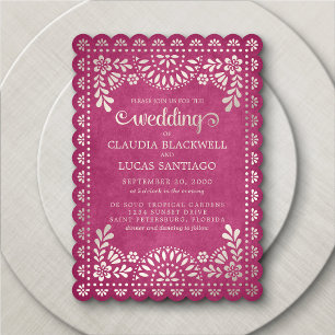 Invitation Papel Picado Mariage rose