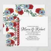 Invitation Papel Picado Mexicain Mariage Vert Vin Floral (Devant / Derrière)