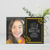 Invitation Papel Picado Mexicaine Anniversaire Fiesta Floral (Debout devant)