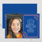 Invitation Papel Picado Mexicaine Anniversaire Fiesta Floral (Devant / Derrière)