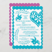 Invitation Papel Picado Mexicaine Fiesta Mariage thème de ban (Devant / Derrière)