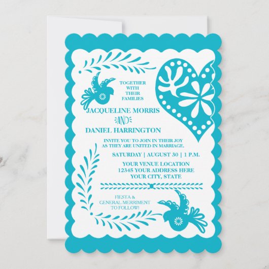 Invitation Papel Picado Mexicaine Fiesta Mariage thème de ban (Devant)