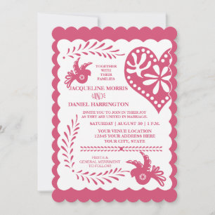 Invitation Papel Picado rose Aqua Fiesta Bannière Mariage