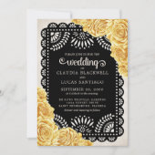 Invitation Papel Picado Rose Jaune Mariage noir (Devant)