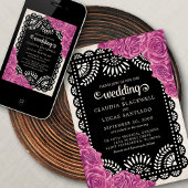 Invitation Papel Picado Rose rose noir Mariage