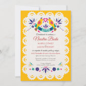 Invitation Papel Picado Yellow Nuestra Boda Spanish Wedding (Devant)