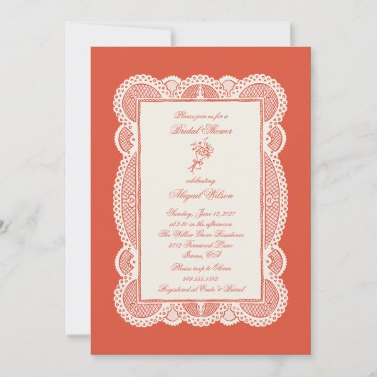 Invitation Paper Lace Bridal Shower (Devant)