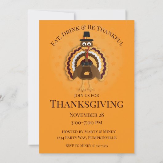 Invitation Papercut Turquie pèlerin Thanksgiving (Devant)