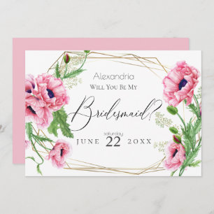 Invitation Papes Roses Aquarelle Serez-Vous Ma Serveuse D'Épo