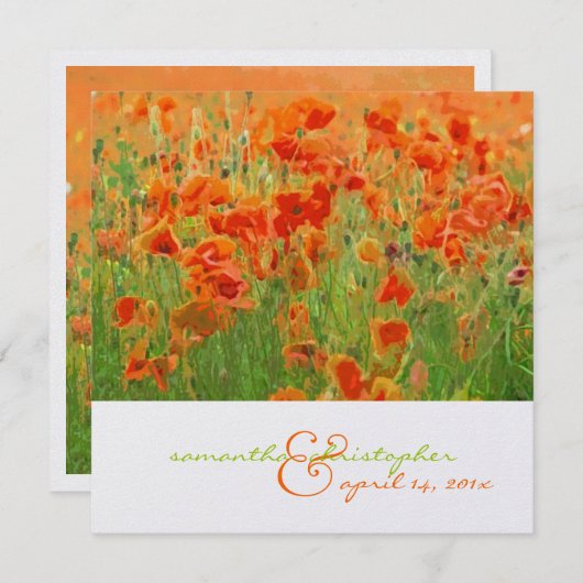 Invitation Papes rouges/invitations de mariage (Devant / Derrière)