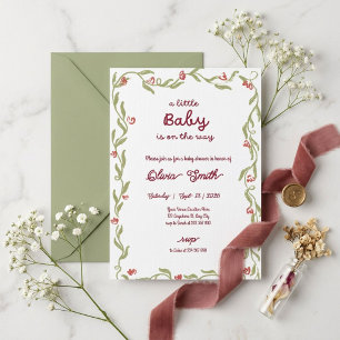 Invitation Papeterie de Baby Shower Bohème aux Fleurs Sauvage