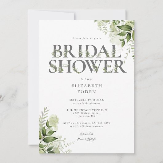 Invitation Papeterie de douche de mariée avec monogramme en l (Devant)