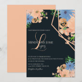 Invitation Papeterie de mariage à monogramme script botanique (Devant / Derrière)