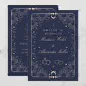 Invitation Papeterie de mariage céleste et astrologique (Devant / Derrière)