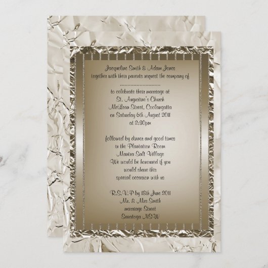 Invitation Papeterie de mariage élégante métallique bronze in (Devant / Derrière)