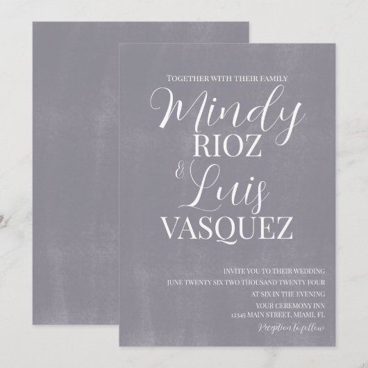 Invitation Papeterie de Mariage Moderne avec Fond Rustique en (Devant / Derrière)