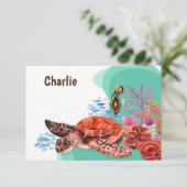 Invitation Papeterie de tortue/Invitation (Debout devant)