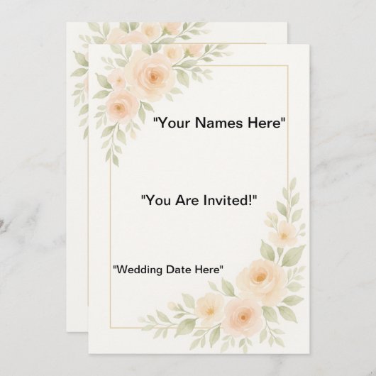 Invitation Papeterie Mariage minimaliste (Devant / Derrière)