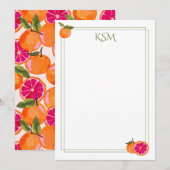 Invitation Papeterie Monogramme de pamplemousse (Devant / Derrière)